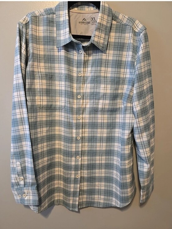 Ridgecut Tops - Ridgecut Toughwear Women's Button Up Flannel Shirt Green Plaid W/Pockets XL